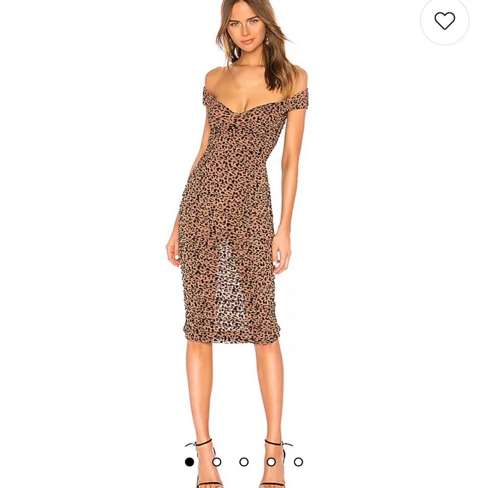 Tabitha Midi Dress in Tan Leopard